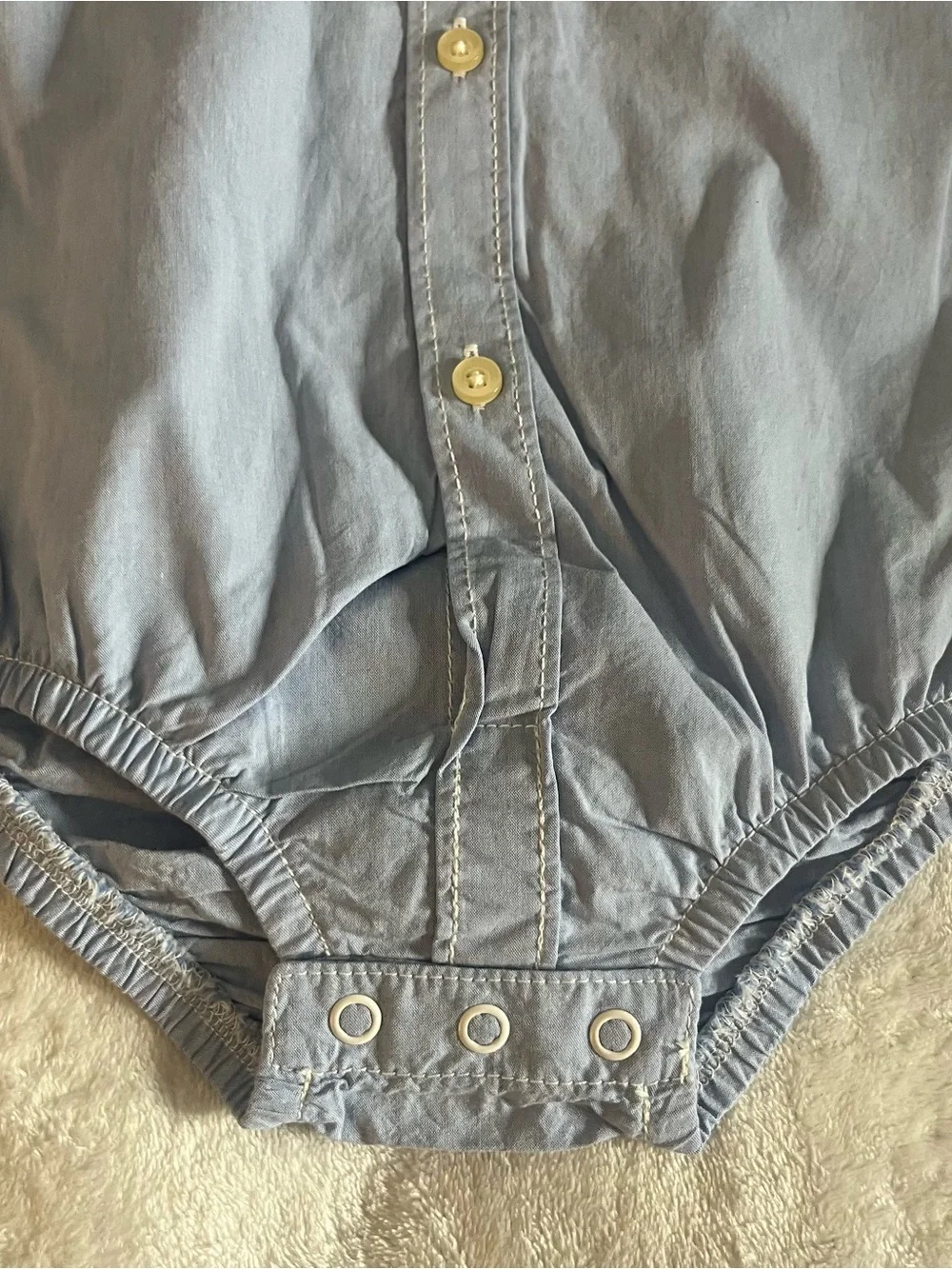 Carter's Light Blue Button-Front Baby Oxford Onesie Bodysuit Shirt Sz 24M
